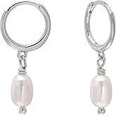 Freshwater Cultured Pearls Earrings Sterling Silver Small Huggie Studs for Women