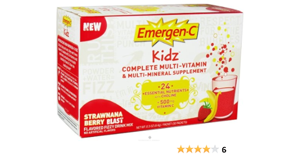 Emergen C Kids Multi Vitamin Fizzy Drink Mix 500 Mg Strawnana Berry Blast 0 3 Ounce Packets In 30 Count Boxes Health Personal Care Amazon Com