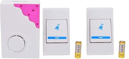 Pithadai Musical Sound Cordless Doorbell, Wireless Remote Control Door Calling Bell (Pink)