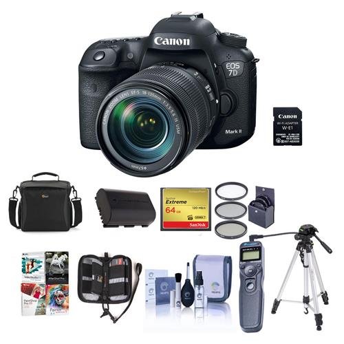 Canon-EOS-7D-Mark-II-Digital-SLR-Camera-with-EF-S-18-135mm-IS-USM-Lens-W-E1-Wi-Fi-Adaper-Kit-Bundle-wCamera-Bag-64B-Class-10-SDXC-Card-Remote-Shutter-Trigger-Video-light-Tripod-And-More