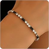 Dabovos Tennis Bracelets for Women 18K Gold Plated 3mm Cubic Zirconia Bracelets Dainty White Black Green Red Blue Pink Diamond Adjustable Bracelet