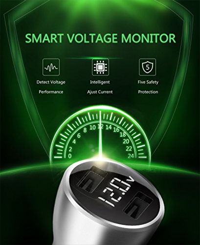 BULL Dual USB Car Charger - Smart, Fast and Safe Charger for iPhone iPad Samsung Android Phones, 2017 iF Design Award Winner, 3.6A/18W,Silver (Digit Silver) - Thumbnail 2