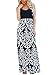 OURS Women's Casual Sleeveless Floral Print Dresses Party Long Maxi Dresses with Pockets (Sleeveless-White, S)