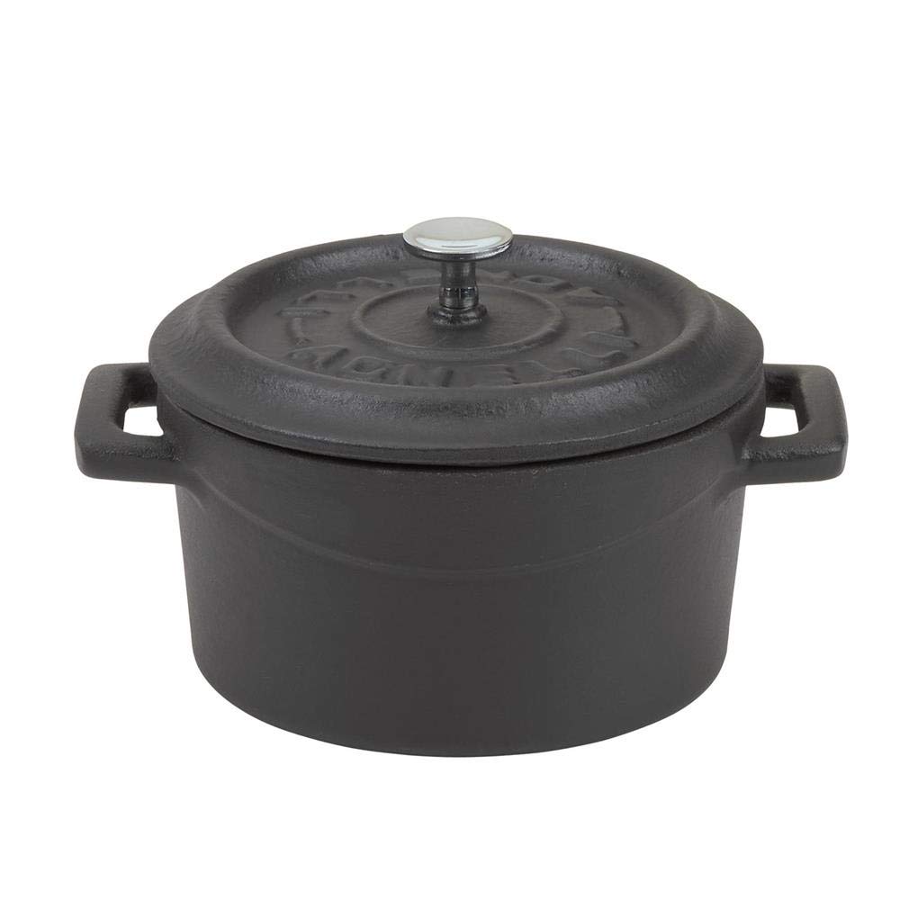 Pentole Agnelli COGHSRP10414M Cast Iron Slowcook Casserole Line, 14 cm, 0.8 l, Matt Black