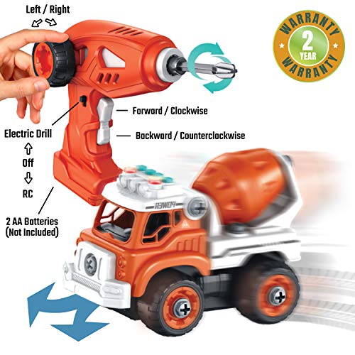 RC Toy Trucks Set 4in1 Take Apart Toys Farm Tractor with Electric