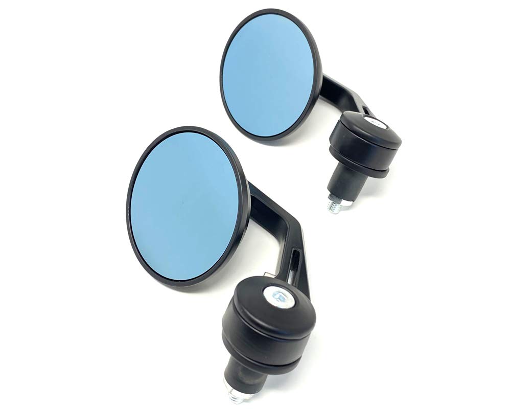 Premium CNC Machined Billet Aluminium Bar End Mirrors | Round Black | Universal Fit | Motorcycles and Scooters