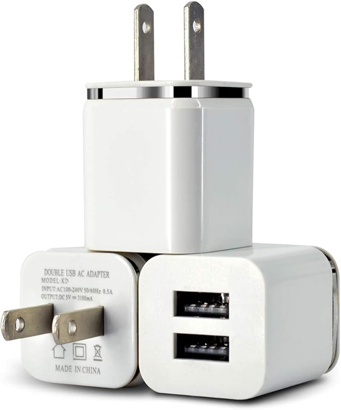 USB Wall Charger, CUGUNU 3Pack 2.1A/5V Dual Port USB Plug
