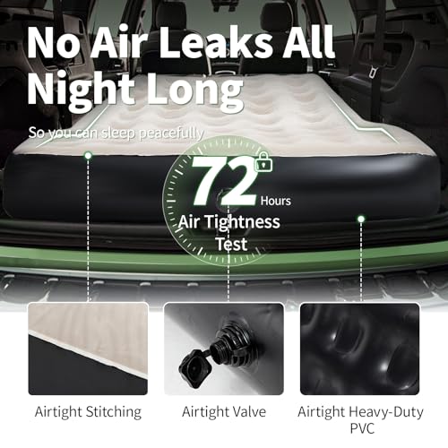 SUV Air Mattress,10inch Car Air Mattress for SUV,Camping Car Bed Mattress with External Pump Pillows Carry Bag