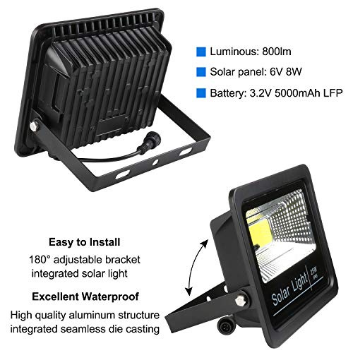 2019 New Version Solar Flood Lights Outdoor Dusk to Dawn, Awanber 800 Lumens 3 Optional Modes LED Remote Control Solar Security Lighting Fixture for Garden, Garage, Pathway, Pool, Deck, Yard, Street