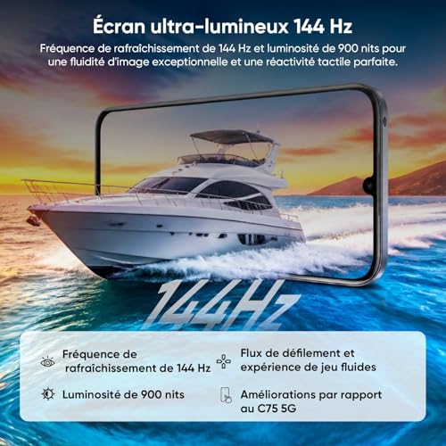 realme C100 5G Smartphone 4GB+128GB, 5G Smartphone, 6600mAh and 45W Charging, 6.8 Inch 144Hz Android Mobile Phone, 50MP AI Camera, 6.5W Reverse Charge, IP64, Purple