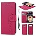 Compatible with Galaxy S8 Case, S8 Case Embossed Love PU Leather Case TPU Shock Bumper Detachable Magnetic Wallet Case with Slot Wallet Wrist Strap Cover for Samsung Galaxy S8 (Hot Pink)