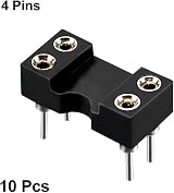 sourcing map 10pcs DIP IC Socket 2.54mm Pitch 4 Pin Solder Type Dual Row Round view 3