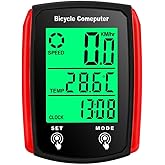 Cycling Computer Speed Sensor for Cycling Bike Sensor for Cycling Computers Cycle Digital Odometer Computer Waterproof LCD RED