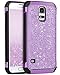 Galaxy S5 Case, BENTOBEN Glitter Bling Luxury 2 in 1 Hybrid Slim Hard Laminated with Sparkly Shiny Faux Leather Chrome Shockproof Protective Case for Samsung Galaxy S5 (i9600), Purple