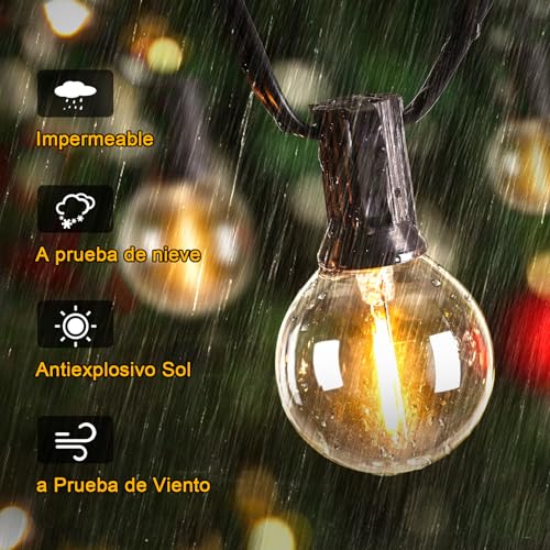 GIACOMO Outdoor String Lights 10 m G40 Outdoor String Lights with 11 LEDs, IP44 Waterproof Fairy Lights Outdoor and Indoor Deco for Garden, Patio, Party, Terrace, Party