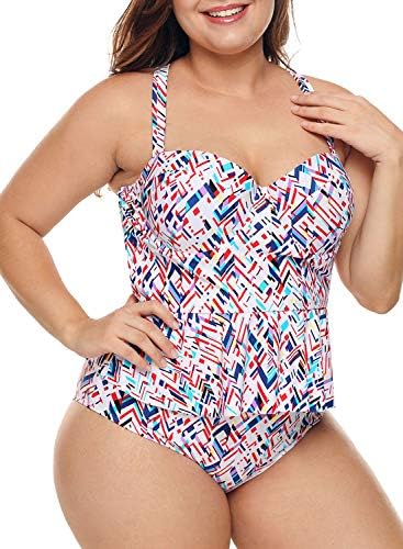 Uniarmoire Womens Plus Size High Waist Fringe Swimwear Two Piece Swimsuit