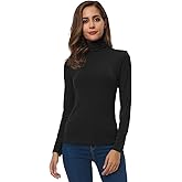 Women Long Sleeve Turtleneck Slim Fitted Based Layer Lightweight Active Shirt Pullover Tops