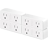 15A Dual Smart Plug, WiFi Outlet Extender, Smart Socket with Schedule&Timer, Bluetooth Outlets Compatible with Alexa and Google Assistant, ETL&FCC Certified, No Hub Required, 2.4G WiFi Only, 4-Pack