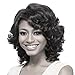 YX Short Curly Hair Wig for Black Women African american Heat Resistant Synthetic Hair Wigs(Black)