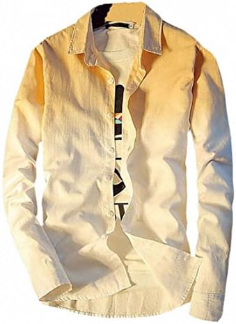 Tymhgt Men's Long Sleeve Gradient Color Button Down Casul Shirt Khaki L