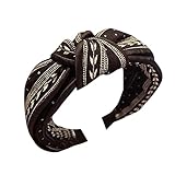 Women Headwear,Caopixx Lady Yoga Elastic Cute Hairband Turban Knotted Retro Hair Band Bandanas Headband (Black)