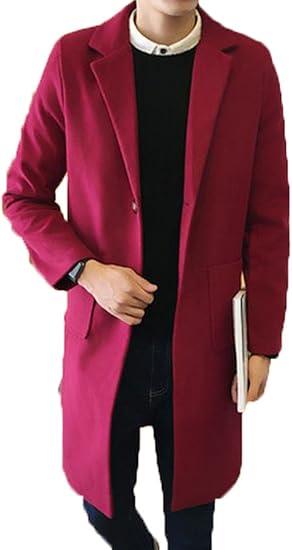 Amazon ドチィン Daocheng メンズ ロング丈 ラシャコート 無地 ボタン チェスターフィールドコート ファッション 韓国風 ラシャコート メンズ 秋 冬 紳士服 細身防寒アウター カジュアル ゆったり 24ワインレッド コート ジャケット 通販