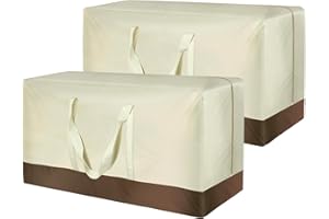 AURRAGIY 2 Pack Patio Cushion Storage Bags 420D Waterproof Outdoor Storage Bag Furniture Cushion Cover Christmas Tree Storage Bag with Handles and Zipper 60"L x 20"W x 28"H Beige