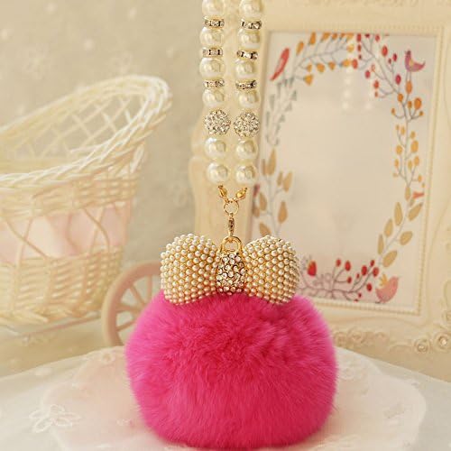 Fashion Bowknot Car Pendant Car Interior Jewelry Decor Car Mirror Hanging Ornament Decor (Rose Red)