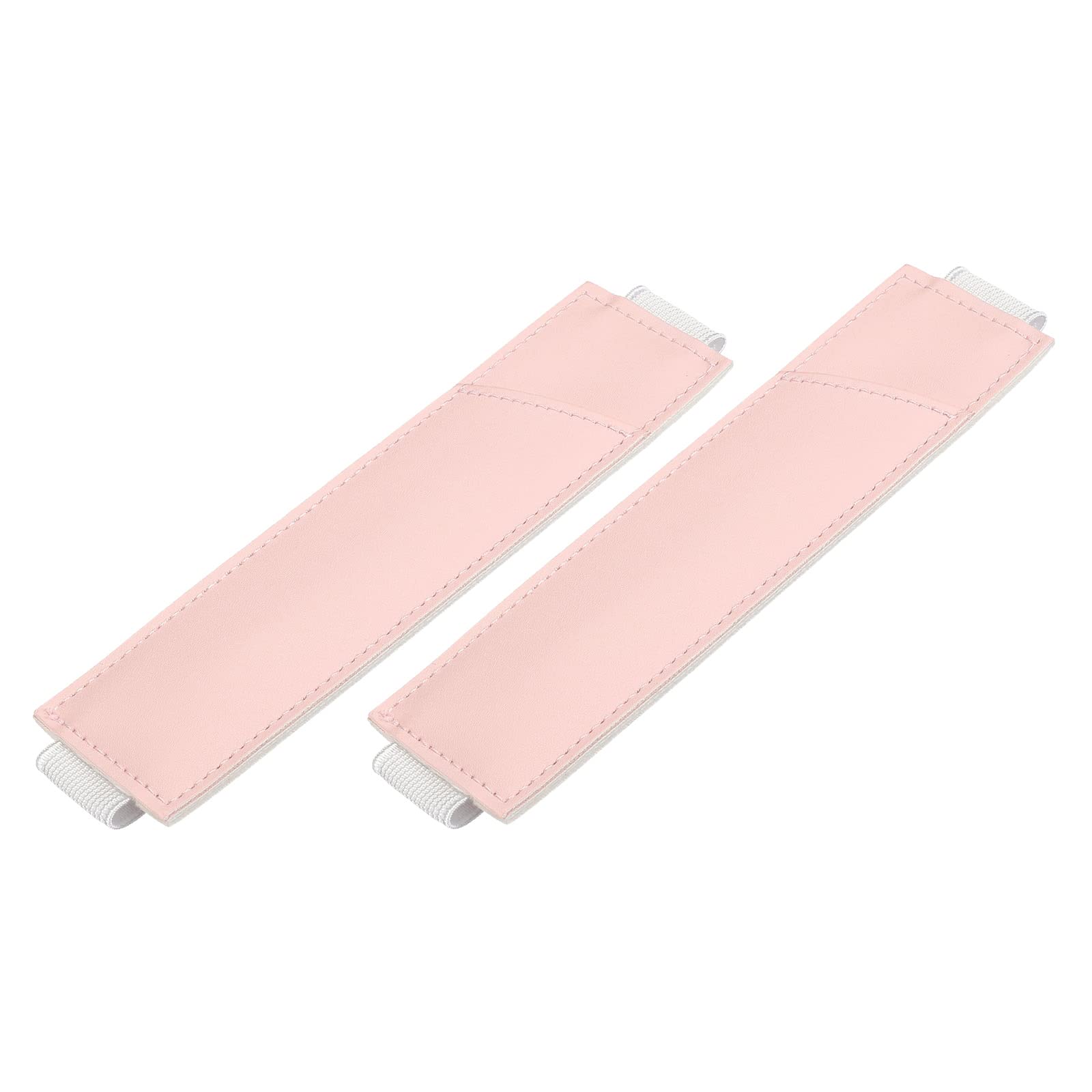 YOKIVE 2Pcs Strap Pen Pouches, Pocket Holders with Adjustable Elastic Strap | Hold Pens Pencils, Great for Office, Home, Library, Daily Use(Pink, PU Leather)