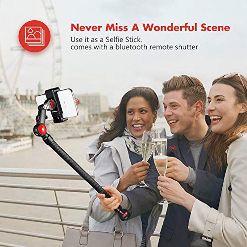 Fotopro UFO mogo Basic Flexible Phone Tripod, Waterproof Hand Grip Gooseneck Monopod Selfie Stick for Gopro with Bluetooth Remote and Smartphone Tripod Mount for iPhone & Camera