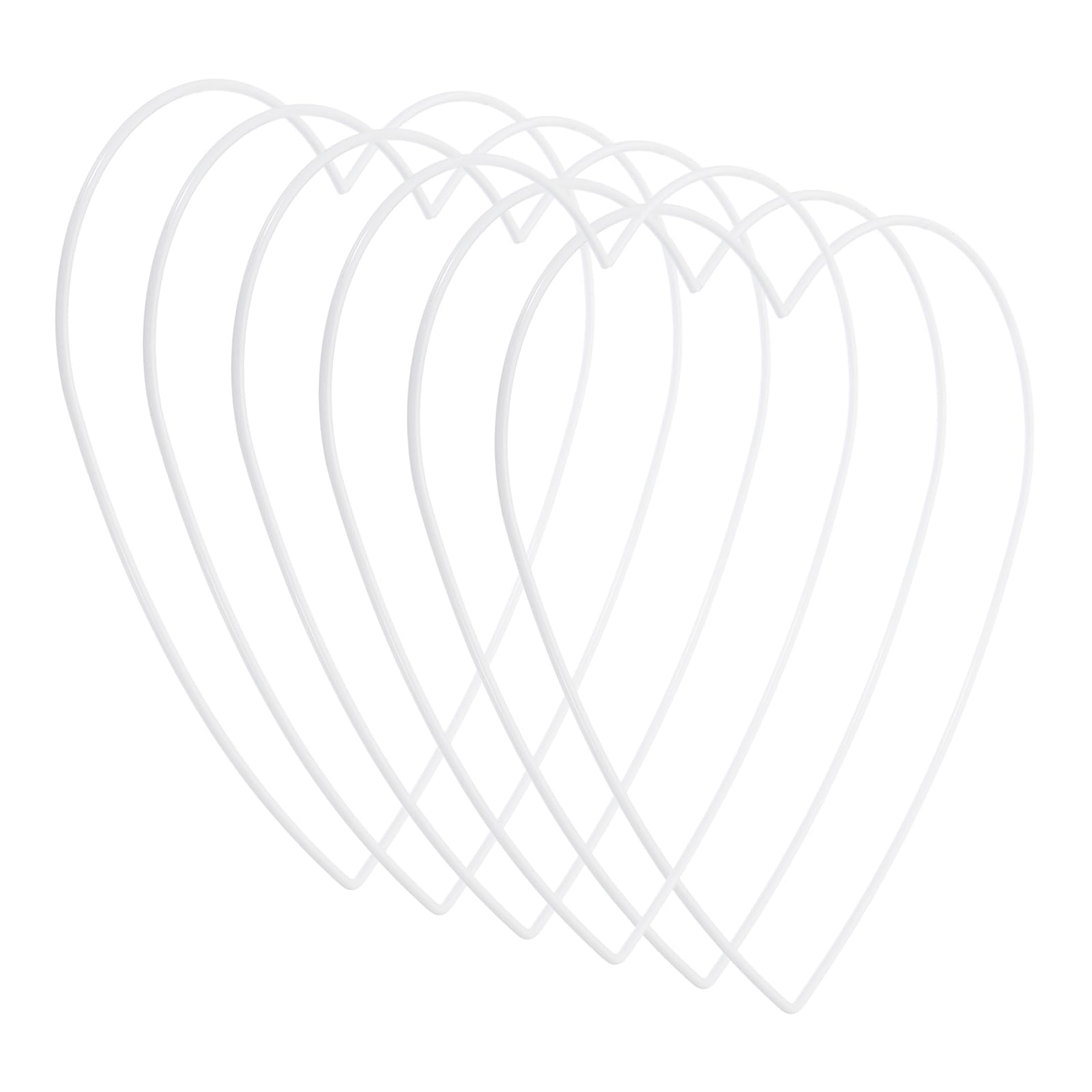 PATIKIL 8 Inch Heart Dream Catcher Rings, 6 Pcs Metal Christmas Macrame Wreath Floral Ring Hoop for Home Car DIY Craft Wedding Wall Hanging Decorations, White