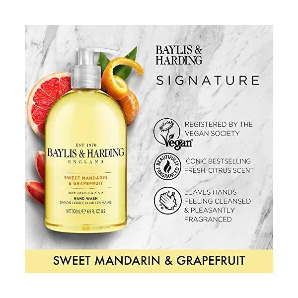 Baylis-Harding-Sweet-Mandarin-and-Grapefruit-Hand-Wash-500-ml-Pack-of-3-Packaging-May-Vary Baylis & Harding Sweet Mandarin and Grapefruit Hand Wash, 500 ml, (Pack of 3) - Vegan Friendly
