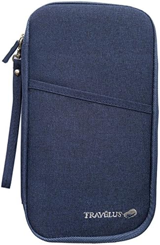 YingOnly Document Organizer Travel Passport Wallet Zipper Bag Clutch with Hand Strap (Dark Blue)