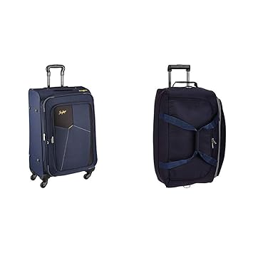 Skybags Footloose Rubik Polyester 580 mm Blue Softsided Cabin Luggage + Cardiff Polyester 63.5 cms Blue Travel Duffle (STRUW58EBLU + DFTCAR62BLU)