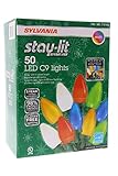 Sylvania Stay-Lit Platinum LED Indoor/Outdoor Christmas String Lights (Multi-Colored, 50ct C9 lights)