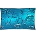 Underwater World Shark In the Deep Sea Ocean Animal Fish Polyester Pillow Case Zippered Pillow Cover Soft Rectangle Pillowcase 12 x 20 Inches