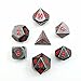 Metallic 7pcs Dungeons and Dragons Dice Set, Metal RPG Game Dice with Red Numbers, Metallic 7pcs Polyhedral Dice Set