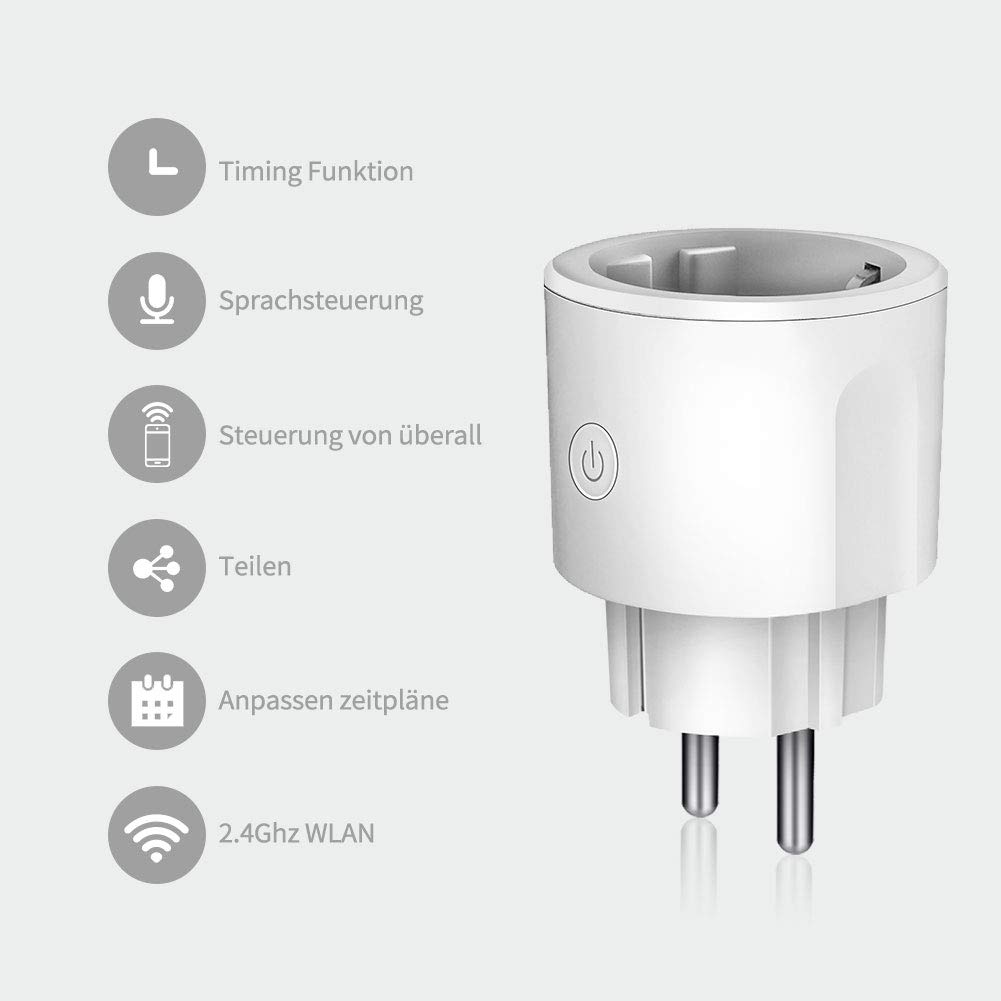 WLAN Smart Steckdose AISIRER Wifi Mini Intelligente Steckdose Smart plug mit fernbedienbarem Timer. Kompatibel mit Google Home, IFTTT 16A 3500W (2 pack)