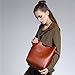 S-ZONE Women's Fashion Vintage Leather Tote Shoulder Bag Handbag Purse, Brown, Large