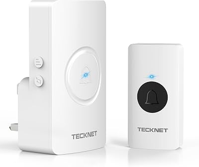 TECKNET Wireless Doorbell IP65 Waterproof Plug in 1300ft Range 60 Chimes White