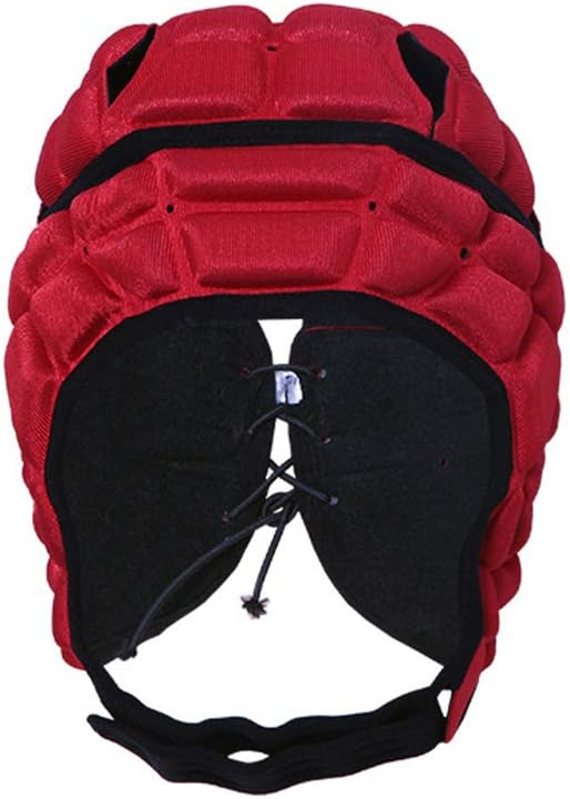 NTRA Goalkeeper Helmet Children ller Hat Outdoor Sports Comfortable Football Training Durable Adjustable Portable Baseball Protecitve Gear Rugby(MRed)