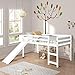 Harper & Bright Designs Twin Loft Bed with Slide for Kids, Wood Low Sturdy Loft Bed, No Box Spring Needed, White