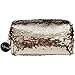 Hinwo Splendid Mermaid Sequin Cosmetic Bag Spangle Makeup Bag Sparkling Shiny Bling Paillette Clutch Handbag Purse Wallet Pouch with Zipper Closure, Cubic, Gold