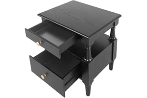 French-Style Nightstand with Non-Slip Feet for Modern Living Rooms Elegant Bedside Table with Sturdy Design Black