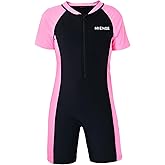 MIENOE Girls One Piece Swimsuit Kid Swimsuit Girls Water Sport Short Swimsuit UPF 50+ Sun Protection Bathing Suits