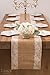 Ling's moment Natural Hessian Burlap Table Runner 108 Inch White Lace Trim for Thanksgiving Christmas Country Rustic Wedding Decorations Farmhouse Kitchen Decor