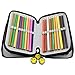 LORJE Multilayer Colored Pencil Case, Large, 52 Slots Black Pen Bag