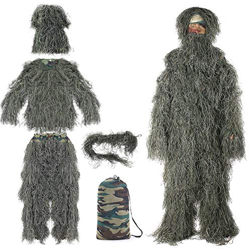 Ghillie Suit Adult Unisex Costumes - Eamber Ghillie Suit 3D Camo Camouflage Hunting Apparel Clothing for Halloween Party