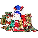 Gift Mate 58-Piece Drawstring Gift Bag Set Holiday Design by Gift Mate