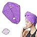 SOFTOWN Microfiber Hair Drying Turban Towel Ultra Absorbent with 2 Buttons for Long Hair, 1 Pack, Purple, 11 x 28 inch